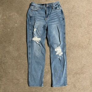 Hollister Ultra High-Rise Ripped Medium Wash Mom Jeans